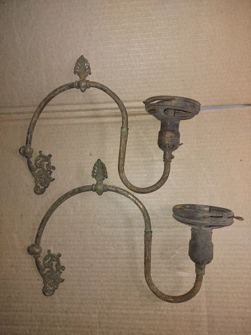 Antique Brass Gas Lamp Sconces Pair Victorian Cover