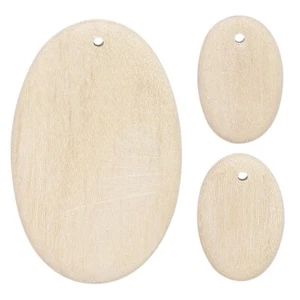 Juego de 3 discos ovalados planos de madera natural de 19x13 mm y 39x25 mm cortados a mano * - Imagen 1 de 2