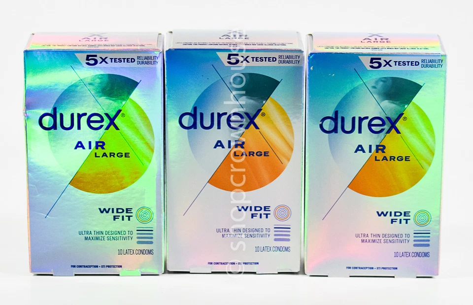 TWO BOXES Durex Air Large Wide Fit Natural Rubber Latex Condoms 10 Ct Each 08/26