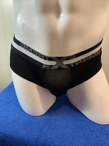 New EXTREME Black Elastic C-Ring Brief Underwear sz M Rayon - Picture 1 of 7