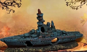 Sunken NAVY Battleship resin 7" New Fish Tank Aquarium Accessory Swim Through - Picture 1 of 7