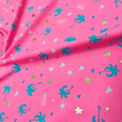Spandex Fabric Summer Palm Trees Print 4-way Stretch 60" wide Swimsuit By Yard - Image 1 of 4