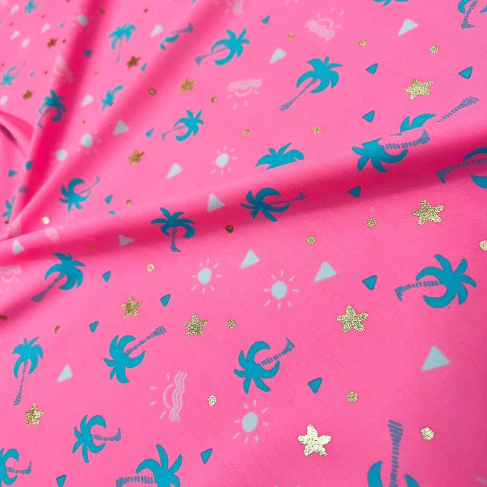 Traje de baño de tela de spandex con estampado de palmeras de verano elástico en 4 direcciones 60" de ancho por yarda Foto 1 de 4