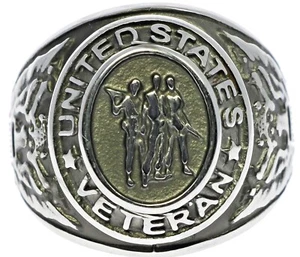 Vietnam Veteran Three Soldiers Silhouette Men's Ring Size 14 T68 - Picture 1 of 7