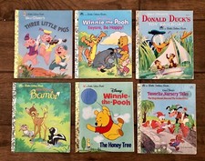 Mix Lot of 6 Walt Disney Little Golden Books Bambi, Donald Duck, Winnie The Pooh