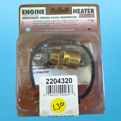 NEW ZEROSTART ENGINE HEATER - 2204320, 400 WATTS,  1", FITS Kubota D850 – V1200 - Image 1 of 2