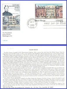 USA3 #UX121 U/A ARTMASTER FDC Blair House - Foto 1 di 1