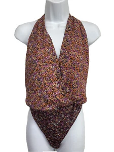 AFRM Leigh Surplice Halter Thong Bodysuit Petite Jasmine Ditsy XL NWT - Picture 1 of 12