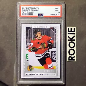 CONNOR BEDARD 2023/24 Upper Deck O-Pee-Chee Glossy #R47 Graded PSA 9 MINT ROOKIE - Picture 1 of 19