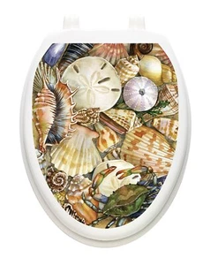 Shells Tidal Treasures Vinyl Lid Decoration Reusable Removable Toilet Tattoos - Picture 1 of 2