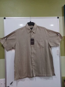 NWT Van Heusen Men's Lg "Olive Elm" S/S Jacquard Textured Button Up Shirt - Picture 1 of 10