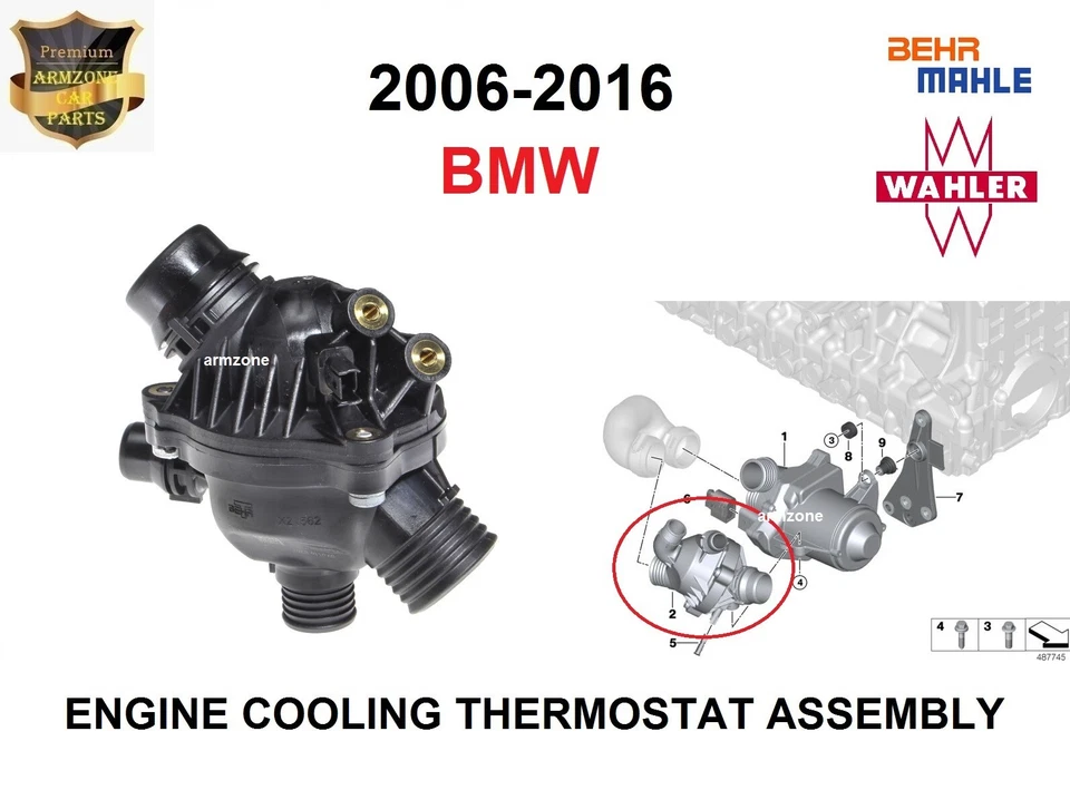 Engine Coolant Thermostat For 06-16 BMW E88,E82,E90,E92,E60,X3,Z4 OEM German - Image 1 of 4