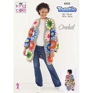 King Cole Pattern Cropped & Long Cardigans Crocheted in Toastie Super Chunky - Picture 1 of 2