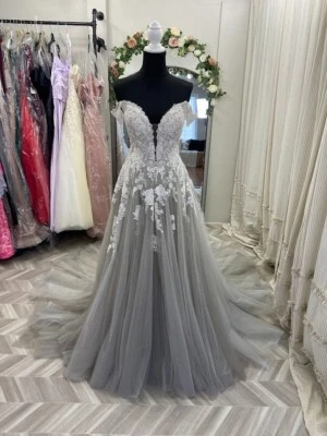 Allure Bridals Misty Gray Ball Gown Wedding Dress - Image 1 of 4