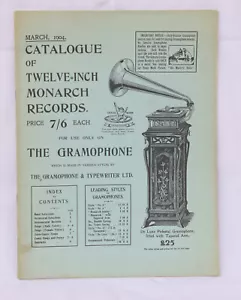Catalogue of Twelve=Inch Monarch Records -1904- REPRINT!, auch Grammophone B432 - Bild 1 von 3