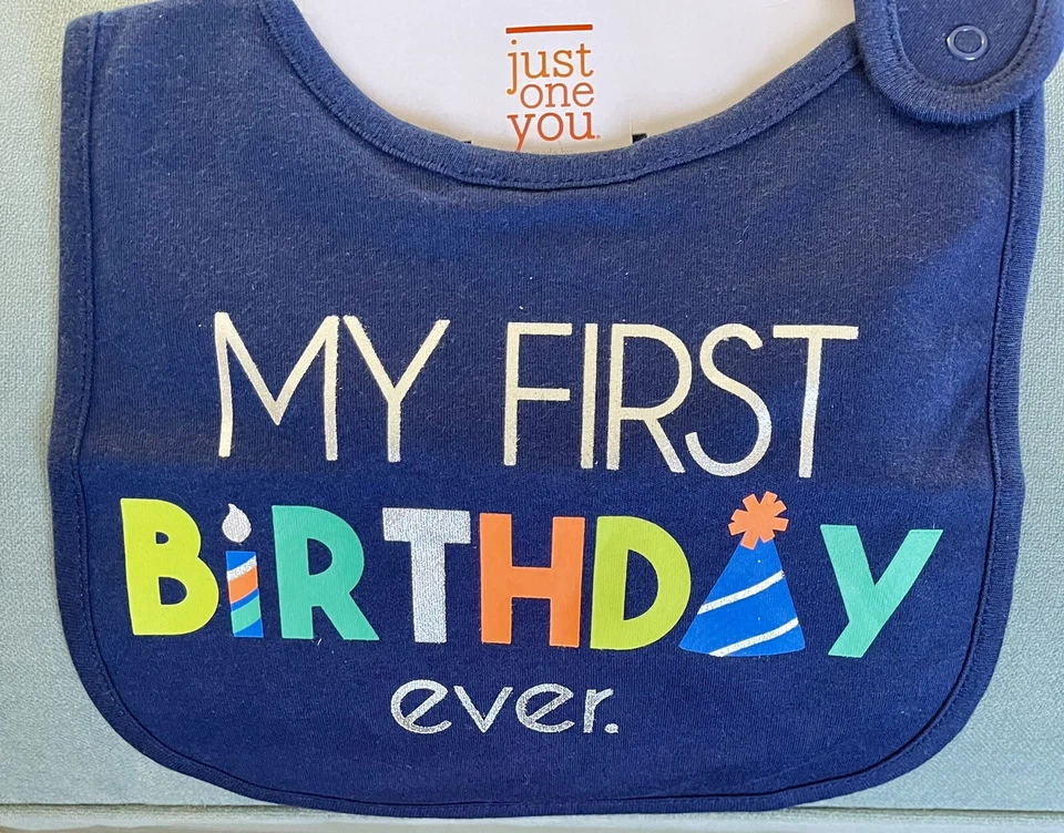 Babero Carter’s Just One You Baby Boy azul marino mi primer cumpleaños talla única NUEVO Foto 1 de 1