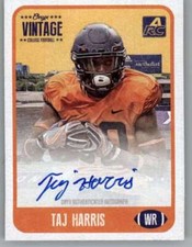 2021 Onyx Vintage College Blue Signature #CFTH Taj Harris RC Rookie AUTO