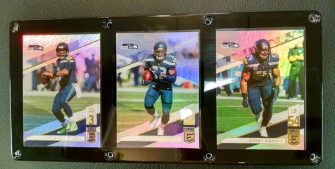 SEATTLE SEAHAWKS 3 CARD PLAQUE RUSSELL WILSON CHRIS CARSON BOBBY WAGNER Cover