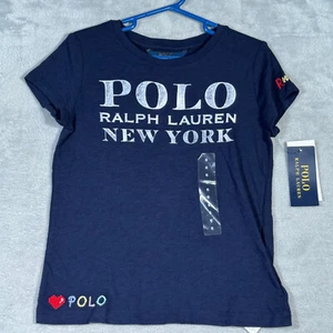 Ralph Lauren T Shirt Girls 6 Blue New York Embroidered Short Sleeve - Picture 1 of 10
