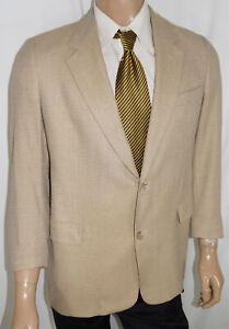Hart Schaffner Marx $595 Suit Jacket - Men 40S Beige Hopsack Wool 2Btn Blazer