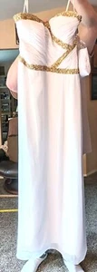 Women's Wedding or Formal Dress 3X White With Detatchable Straps & Gold Sequins - Picture 1 of 16