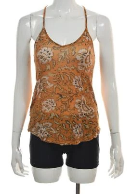 Camiseta sin mangas Silence + Noise para mujer talla XS naranja floral con correa de espagueti Foto 1 de 4