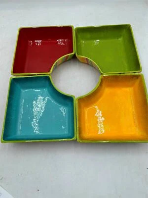 4 PC   AMERICAN ATELIER   STRIPES    RELISH SET  **MISSING CENTER BOWL** READ** - Image 1 of 4