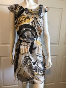 Ali Ro Anthropologie Womens Multicolor Yellow Silk Blend Sleeveless Dress SZ 12 - Picture 1 of 12