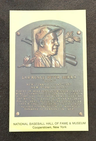 Yogi Berra Baseball Hall of Fame Postcard Plaque - Mint Condition - Looks Great! Cover