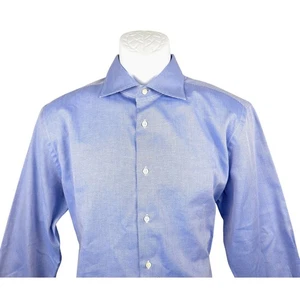 Canali Herren Oberhemd Blau Gemustert Langarm Made In Italy 41-16 - Bild 1 von 7