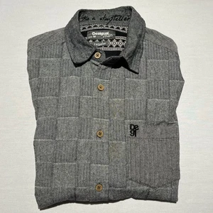 Desigual Hemd mit Knopfleiste Herren Gr. M grau Fischgrät Blockmuster - Bild 1 von 16