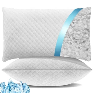 Shredded Memory Foam Pillows, Bed Pillows Queen Size Set of 2, Cooling Pillow... - Picture 1 of 8