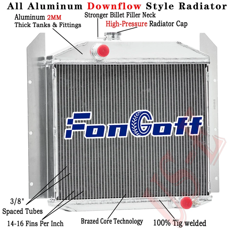 4Row Aluminum Radiator For 1949-1952,51 Studebaker Pickup 2R5 2R6 2R10 2R11 MT Foto 1 de 4