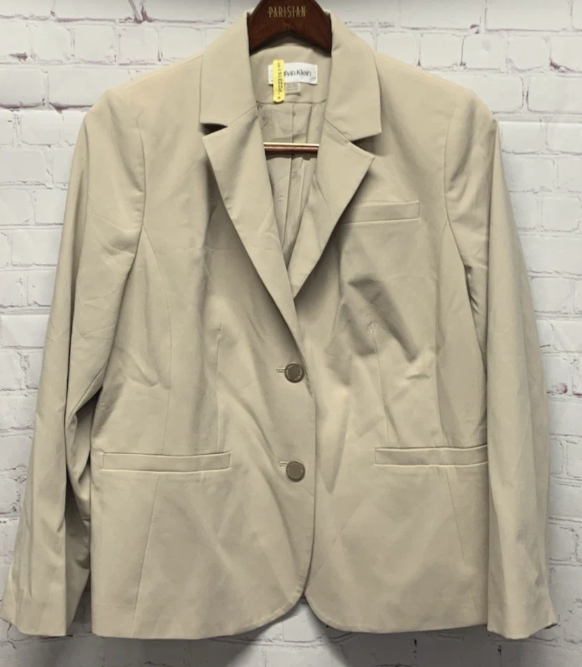 Blazer chaqueta traje separado Calvin Klein para mujer talla grande 16W beige elástico Foto 1 de 4