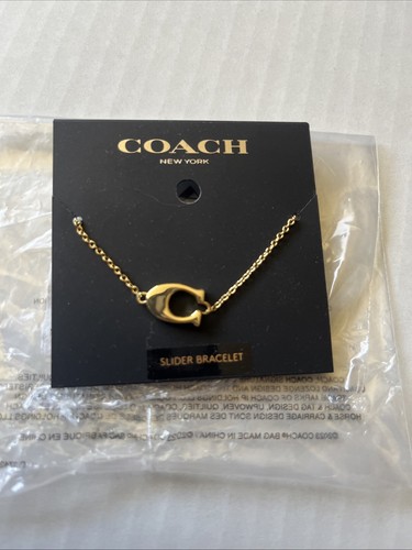 Bracciale Coach Tono Oro Designer Logo C Charm Slider Bracelet Nuovo!