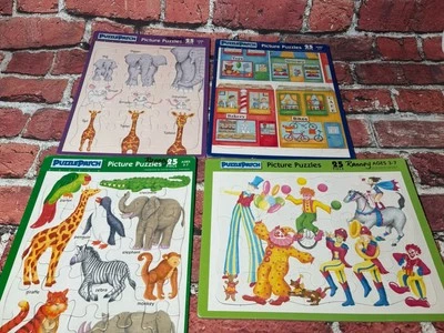 Lote De Colección De 4 - Parche Puzzle - 25 Piezas Cuadro Puzzles Animales Tienda Circo Foto 1 de 4