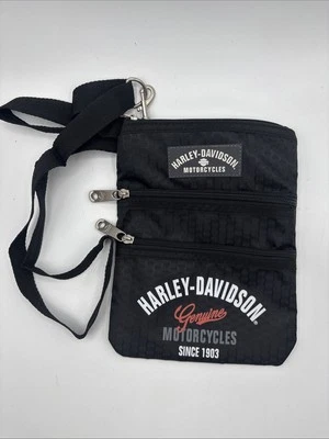 "Bolso bandolera Harley Davidson negro cremalleras ajustables 9,5""x7""" Foto 1 de 3