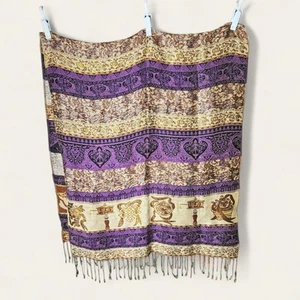 pashmina scarf wrap shawl Fringed 68L Brown Copper Lavender Silver - Picture 1 of 3