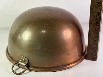 BELEZA ANTIGA ORIGINAL COBRE SÓLIDO DÉCADA DE 1920 TIGELA DE COZINHA DE MISTURA 10" VINTAGE COM ANEL - Imagem 1 de 4