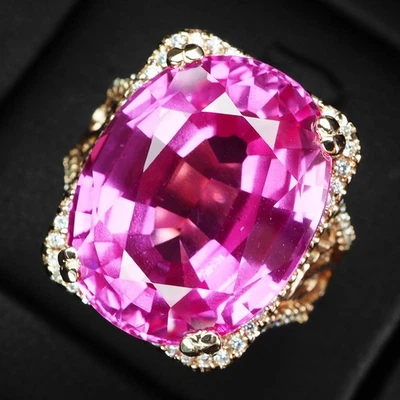 Opulent Fuchsia Pink Tourmaline 23.70Ct925 Sterling Silver Vanilla Gold Rings - Image 1 of 4