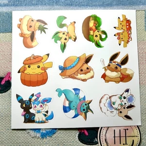 Pokemon Waterproof Vinyl Sticker Sheet Eevee  Evolutions & Pikachu Pokémon 2"  - Picture 1 of 1