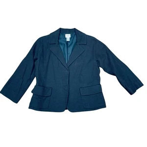 Chicos Brown Blazer Woven Texture Boxy Blazer Classic Academia Fall Sz 1 Medium - Picture 1 of 6