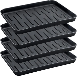 4 Pack Boot Tray for Entryway Indoor Waterproof Shoe Mat Mudroom Pet Tray Black - Picture 1 of 12