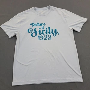 George Shirt Womens Medium M Short Sleeve Picture It Sicily 1922 Pullover Blue - Picture 1 of 12
