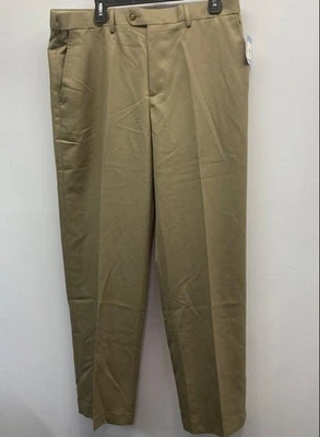 Pantalones de vestir Croft & Barrow para hombre arena calce clásico frente plano 36x32 nuevos con etiquetas Foto 1 de 4