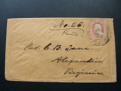 1850s 3C WASH,  4 MARGINS, UPPER MARLBOROUGH, MD TO ALEXANDRIA, FLOWER WAX SEAL - Image 1 of 4