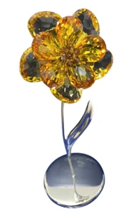 Flor magnética topacio claro de cristal de Swarovski Dambulla con soporte de hojas Austria sin usar, en caja - Imagen 1 de 4