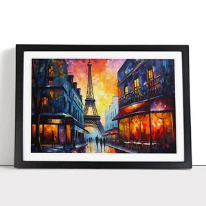 Eiffel Tower Art Deco Framed Canvas Wall Art Print Poster Picture, Home Decor - Picture 1 of 9