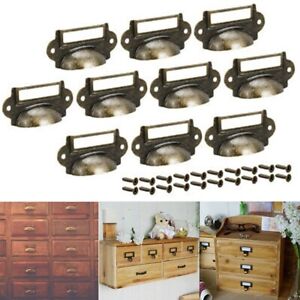 Card Pull Handle Drawer File Name Handle Label Pull 10 Pcs Antique Cabinet
