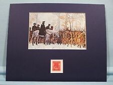 George Washington at Valley Forge and the stamp issued to honor Valley Forge